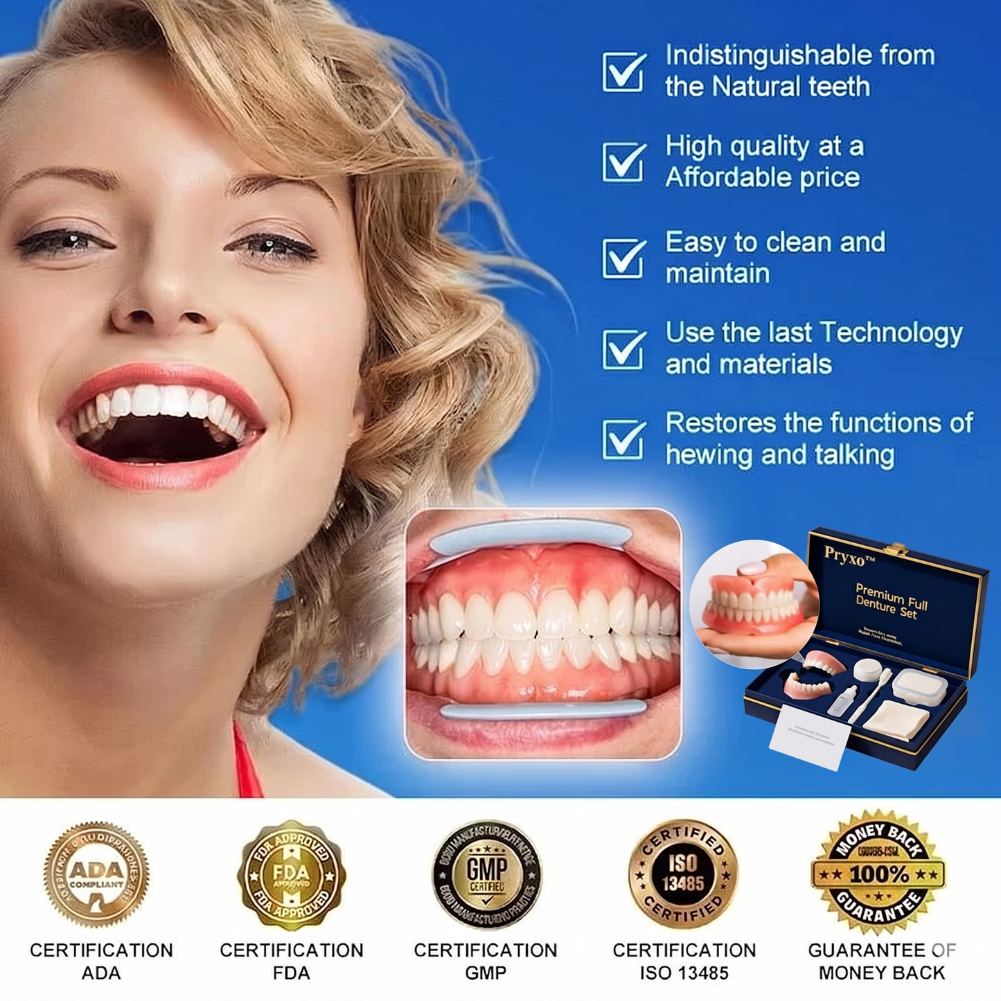 Limited-time sale is about to end! ⏰Pryxo™ Medical Full Denture with Strong Suctiond🦷Obtain American Dental Association (ADA) Certification