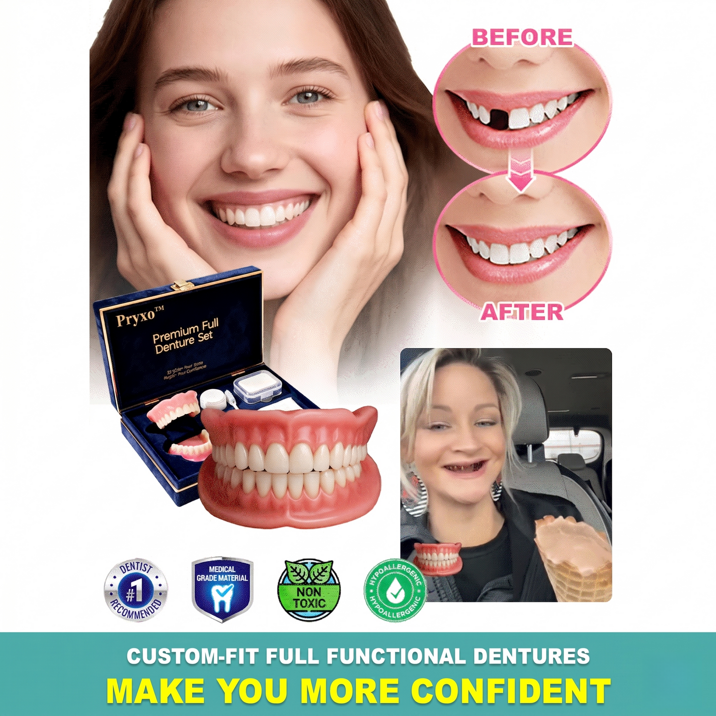Limited-time sale is about to end! ⏰Pryxo™ Medical Full Denture with Strong Suctiond🦷Obtain American Dental Association (ADA) Certification